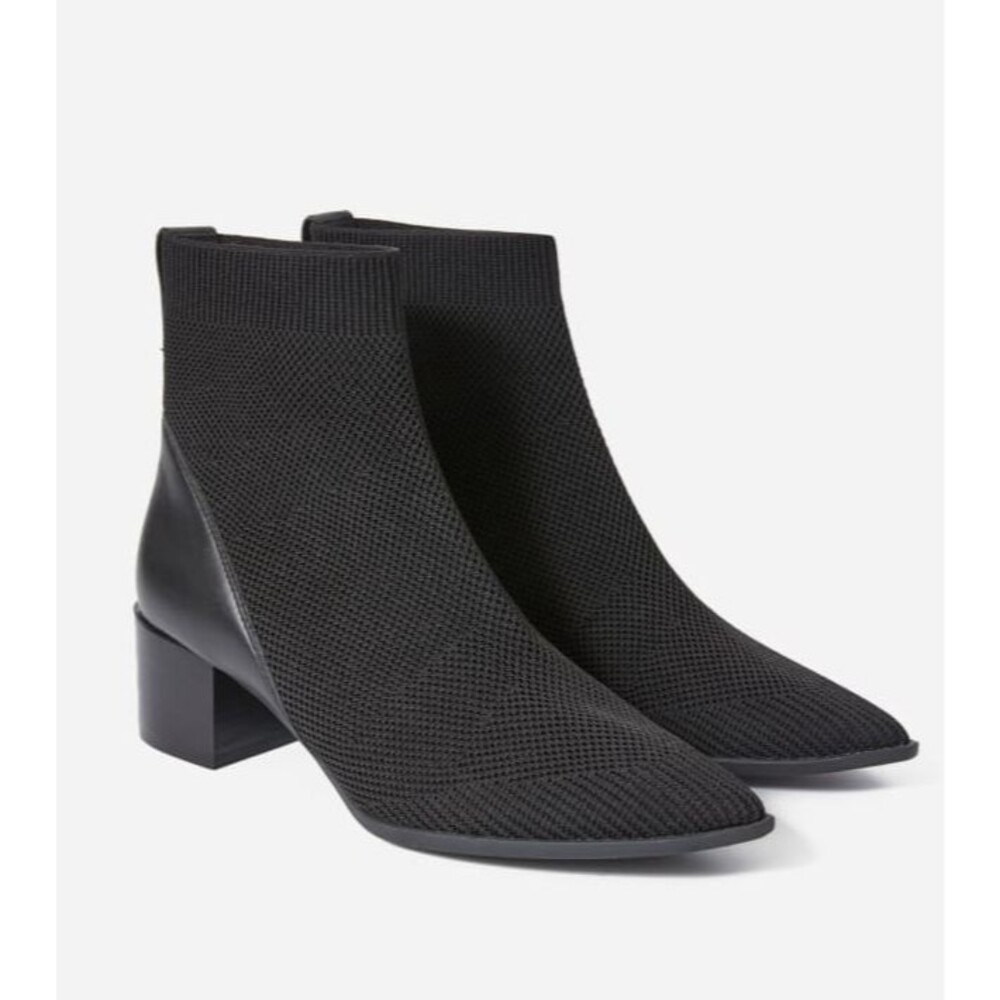 Everlane The Glove Boot Black Knit Sock Ankle Boots Block Heel Womens 8